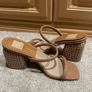 Dolce Vita Tan Croc-Embossed Heels